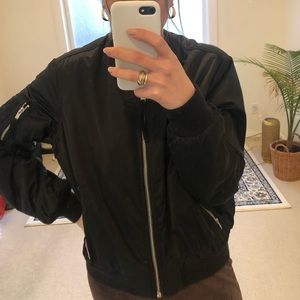 Black gap bomber jacket with a bit of shine.